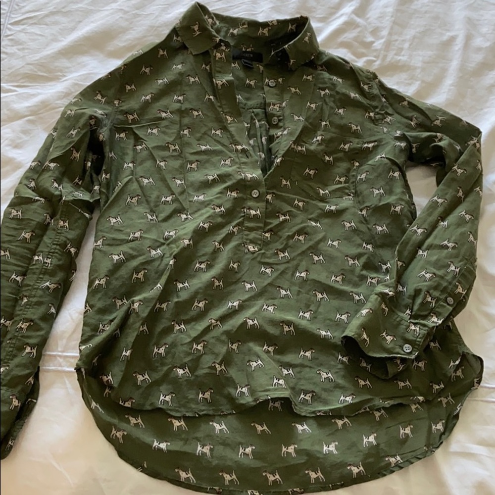 J. Crew Dog Popover Blouse